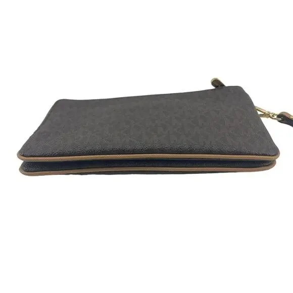 Michael Kors Double Zip Wristlet Leather Brown Tan - Picture 6 of 7